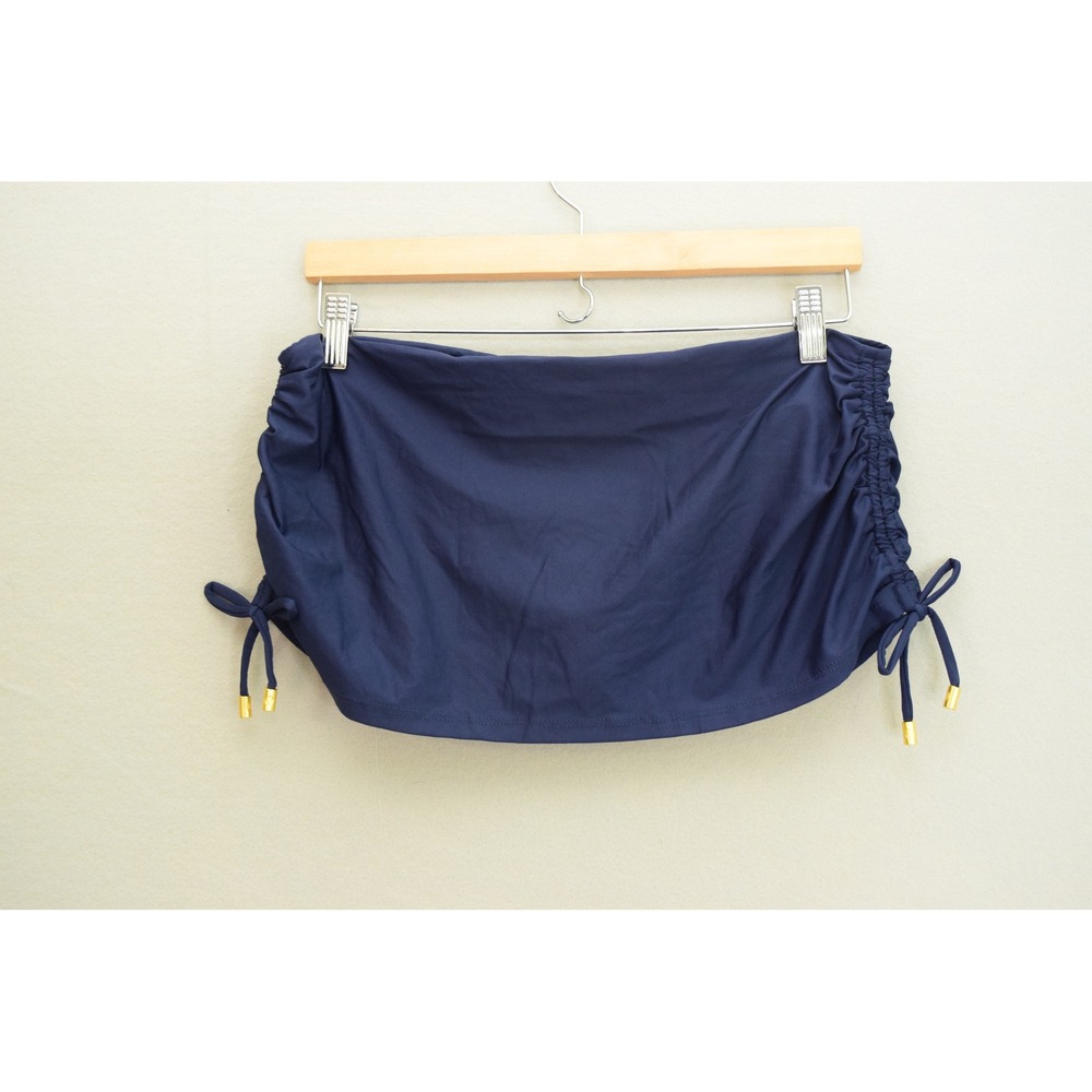 Helen Jon Skirted Hipster Medium Navy Blue Side Tie Swim Bottom Women $95